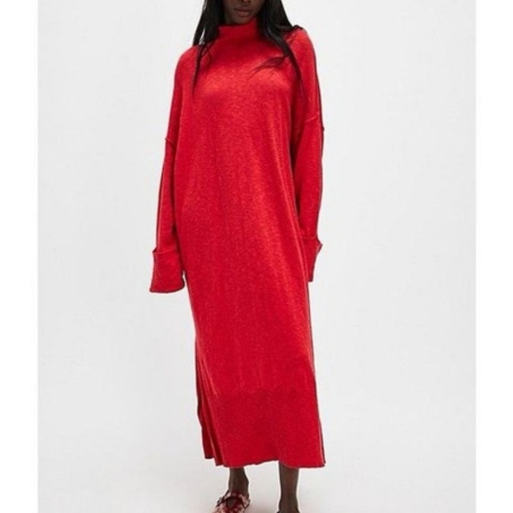 Free People Beach Faye Sweater Midi Dress In Rubies Combo